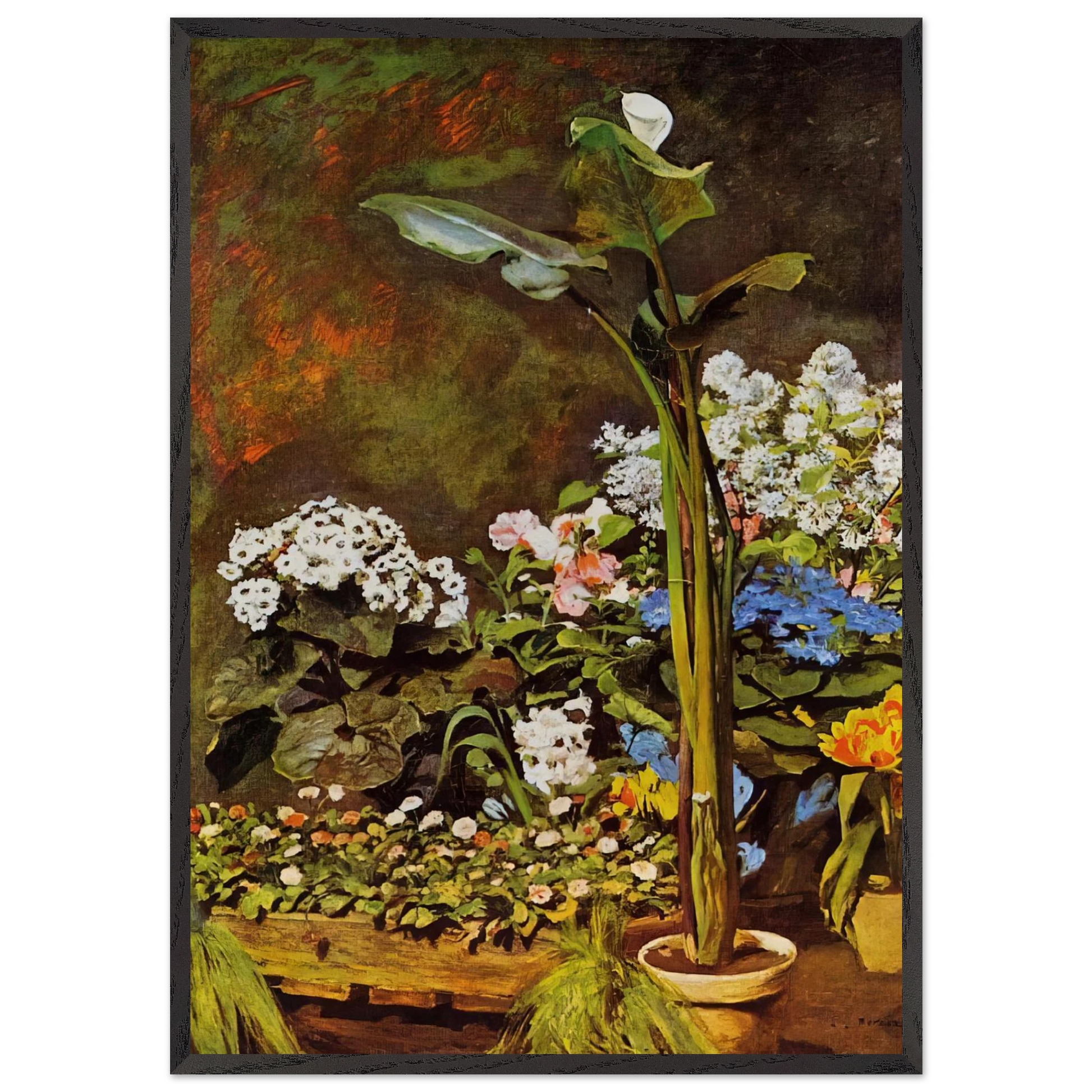 Arum and Conservatory Plants - Pierre-Auguste Renoir Framed Art Print – Black Wooden Frame - Default Title - -Framed Art Print