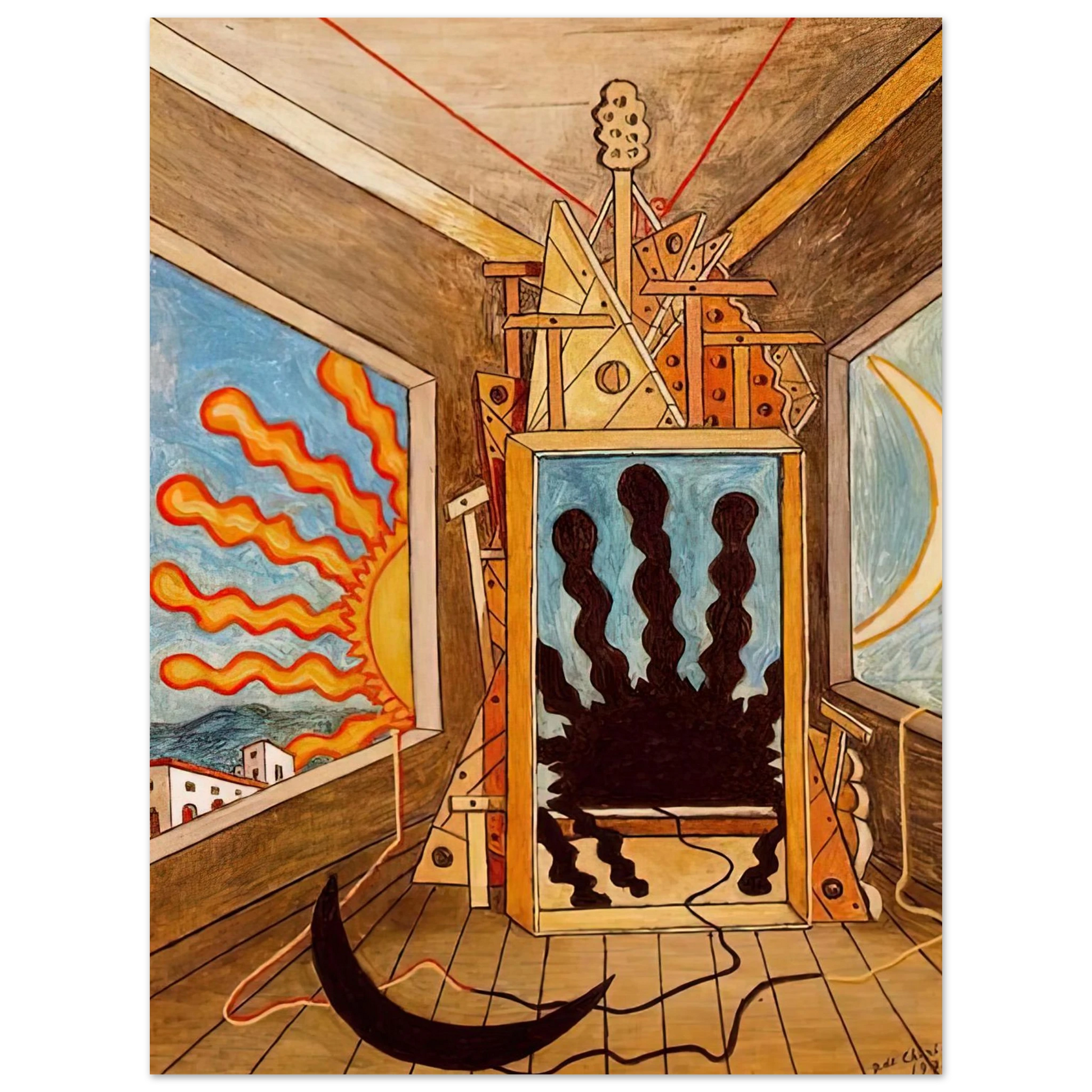 Giorgio de Chirico - METAPHYSICAL INTERIOR WITH SUN WHICH DIES 1971 Fine Art Poster - Default Title