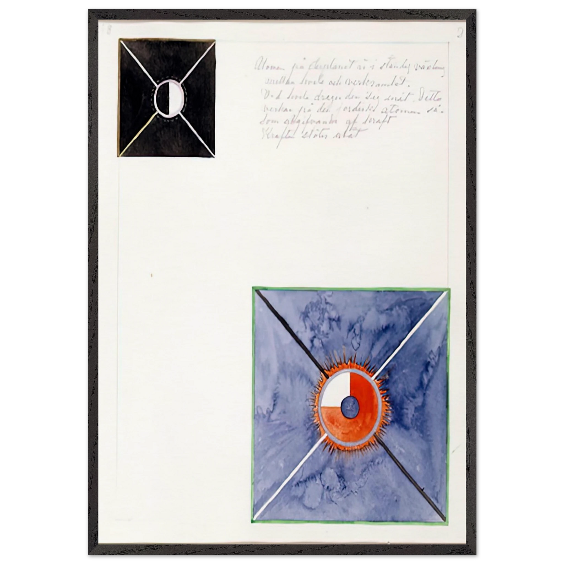 ATOM SERIES NO 8 ATOM ON THE ETHER PLANE IS IN CONSTANT CHANGE BETWEEN REST AND ACTIVITY AT THE 1917 - Hilma af Klint Framed Art Print – Black Wooden Frame - Default Title - -Framed Art Print