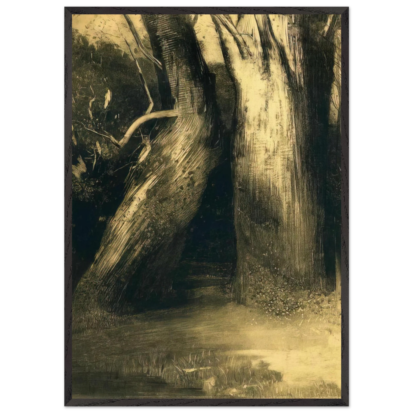 TWO TREES 1875 - Odilon Redon Framed Art Print – Black Wooden Frame - Default Title - -Framed Art Print