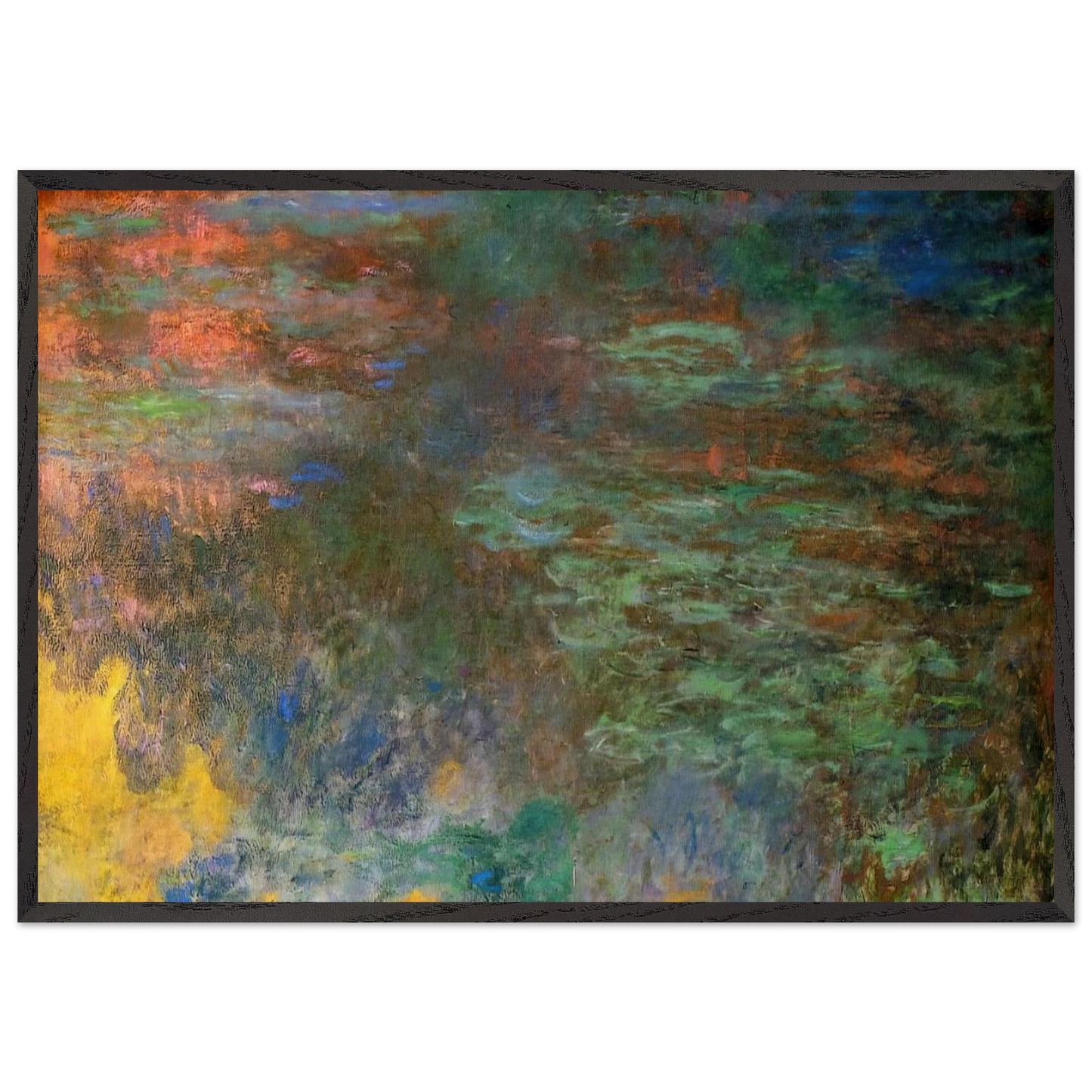 Water Lily Pond Evening right panel - claude monet Framed Art Print – Black Wooden Frame - Default Title - -Framed Art Print