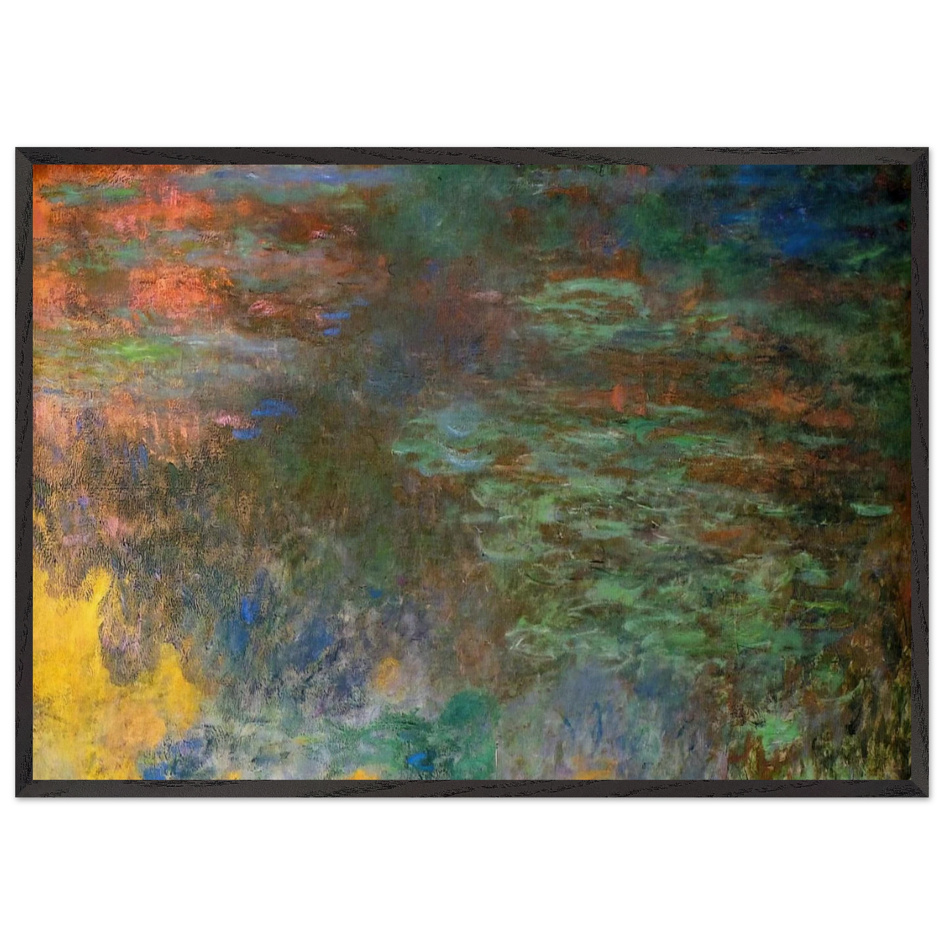Water Lily Pond Evening right panel - claude monet Framed Art Print – Black Wooden Frame - Default Title - -Framed Art Print