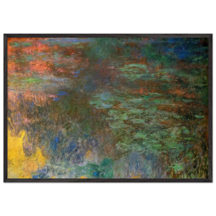 Water Lily Pond Evening right panel - claude monet 70x100 cm / 28x40 inches Framed Art Print – Black Wooden Frame
