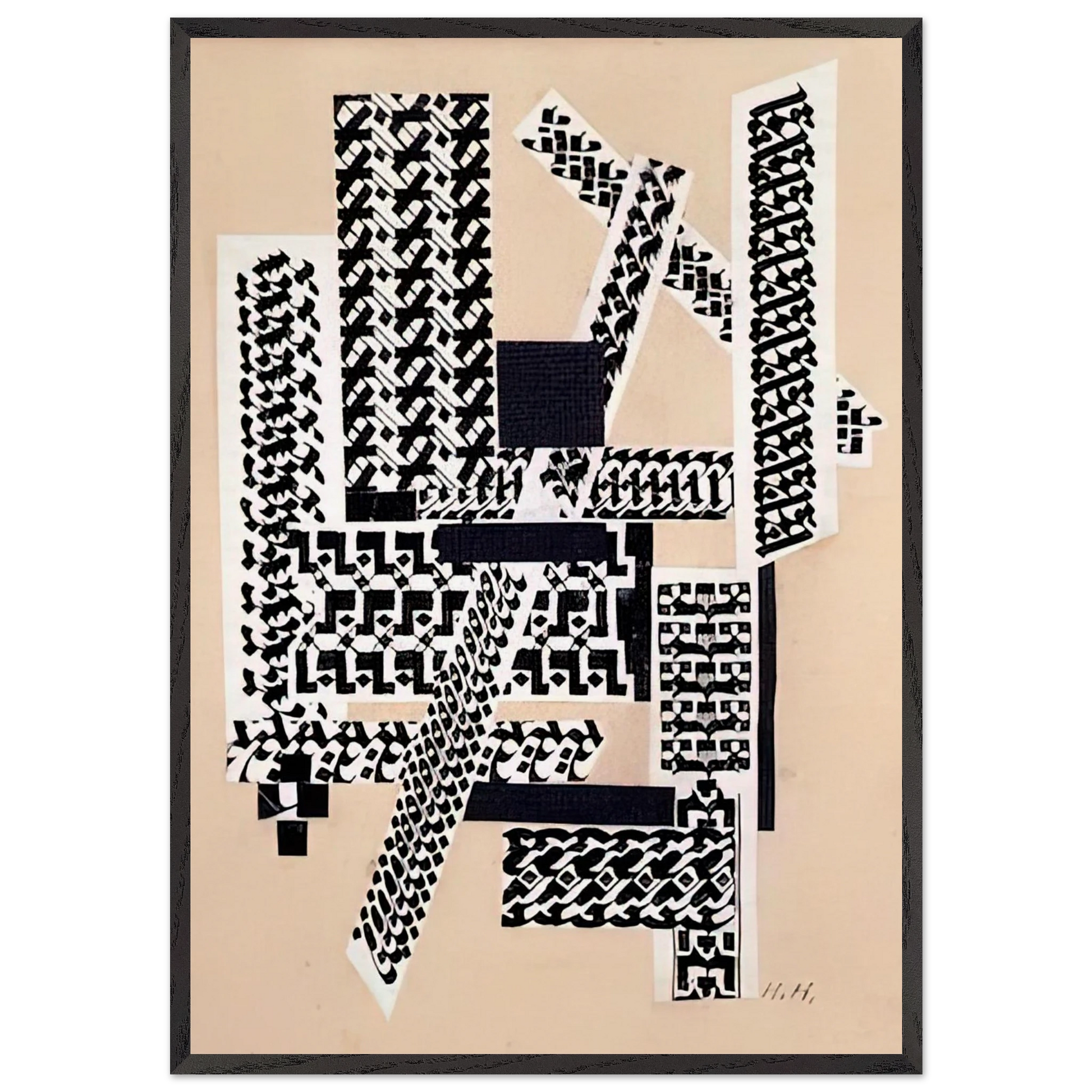 REED PEN COLLAGE 1922 - Hannah Hoch Framed Art Print – Black Wooden Frame - Default Title - -Framed Art Print