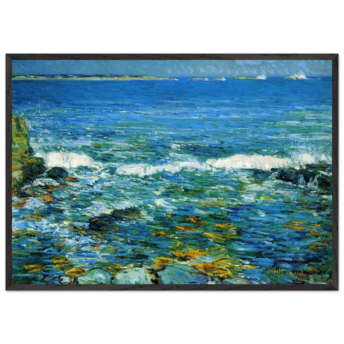 Duck Island from Appledore - Childe Hassam Framed Art Print – Black Wooden Frame - Default Title - -Framed Art Print