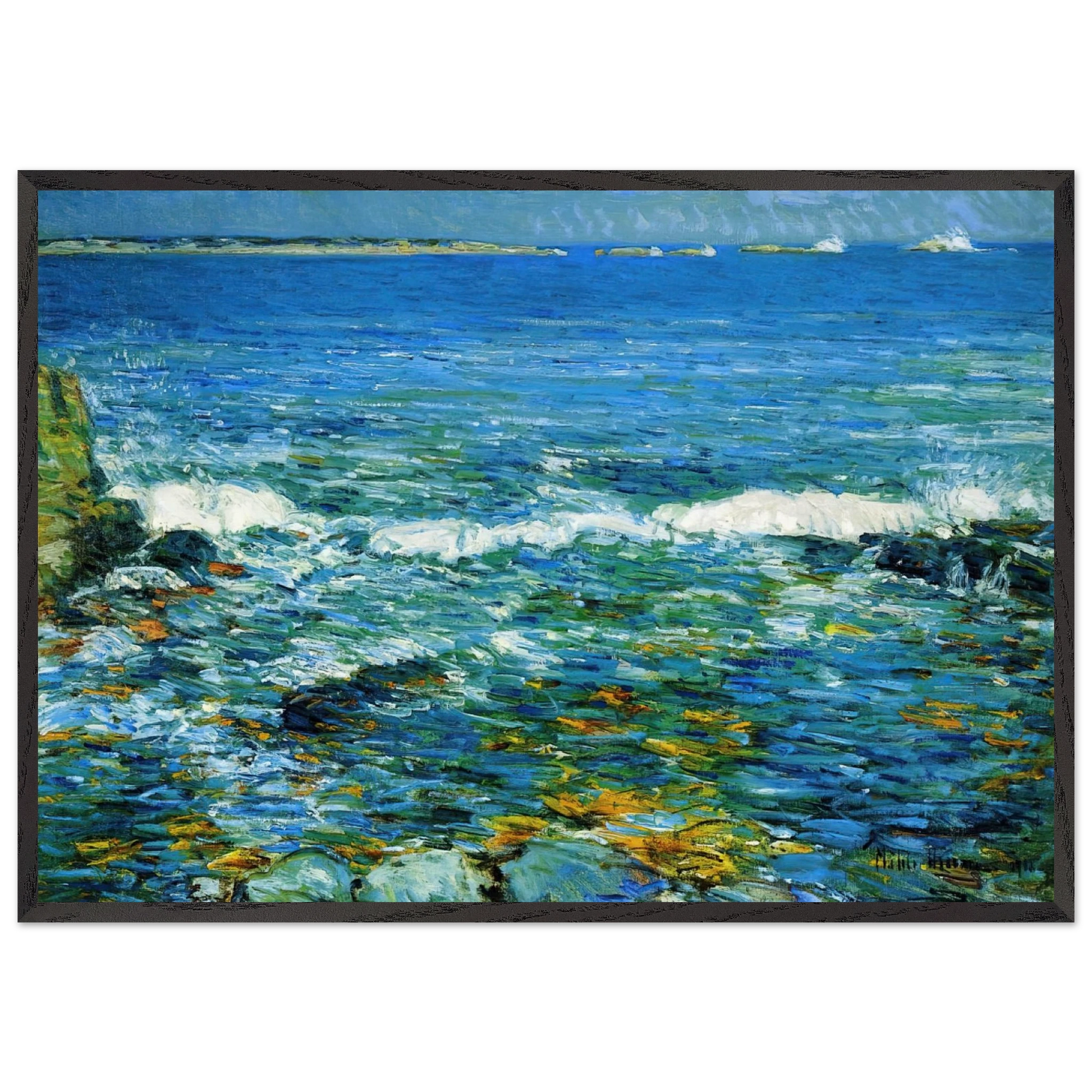 Duck Island from Appledore - Childe Hassam Framed Art Print – Black Wooden Frame - Default Title - -Framed Art Print