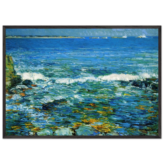 Duck Island from Appledore - Childe Hassam 70x100 cm / 28x40 inches Framed Art Print – Black Wooden Frame