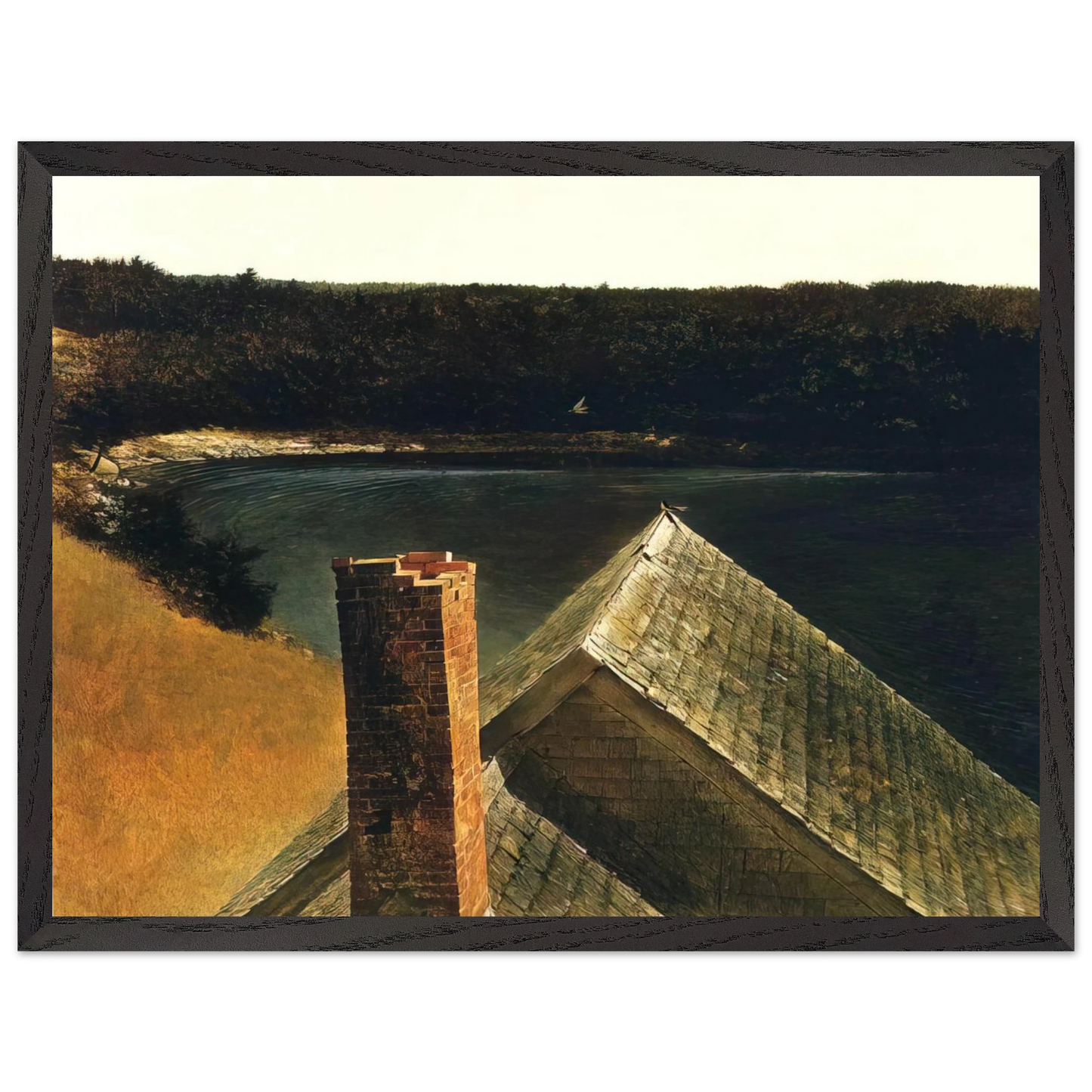 Andrew Wyeth - END OF OLSONS Wall Art - 60x80 cm / 24x32 inches - Premium Wooden Framed Poster With Fine Art Paper - White frame