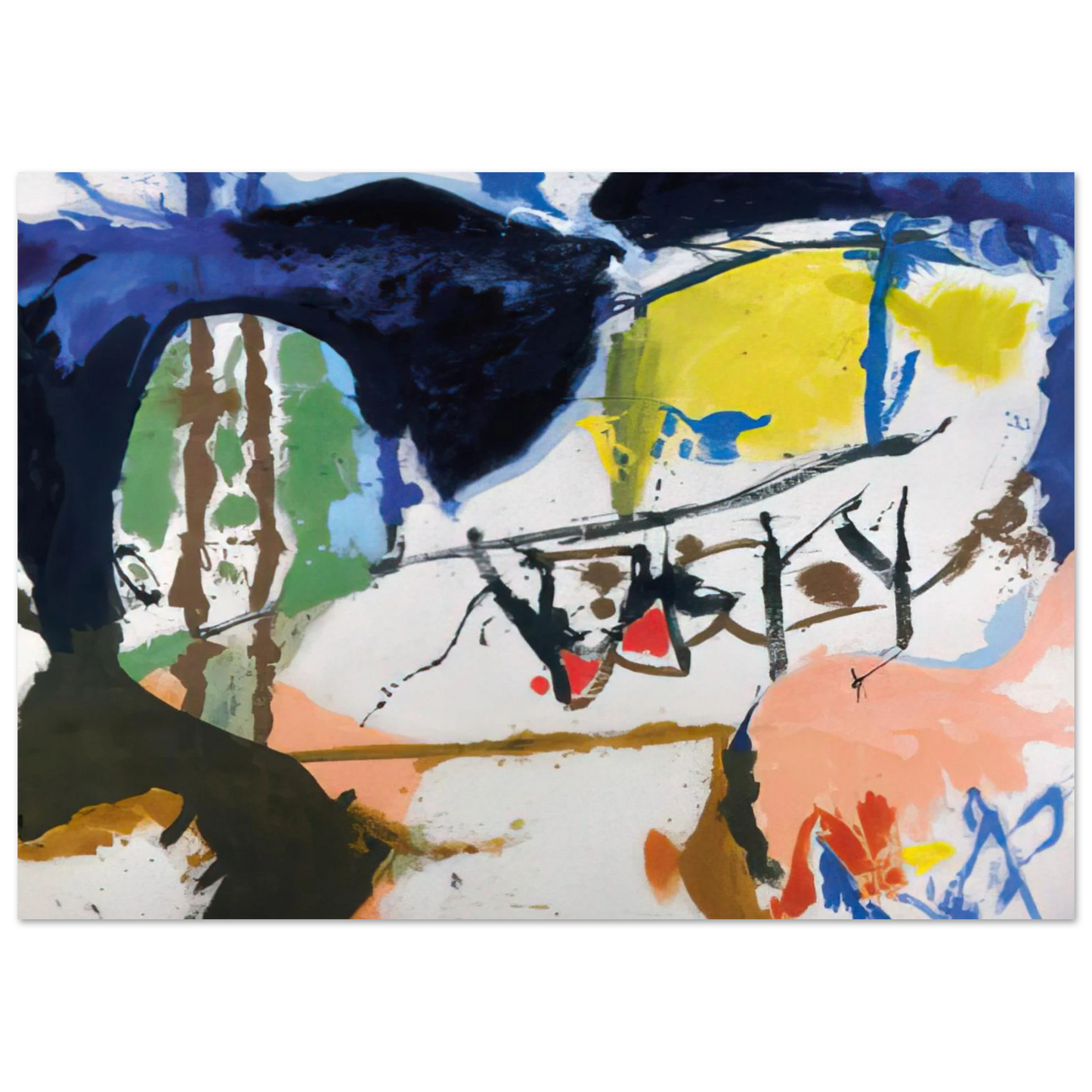 Helen Frankenthaler - Acres - 1959 Wall art - 30x45 cm / 12x18 inches - Premium Wooden Framed Poster With Fine Art Paper - White frame