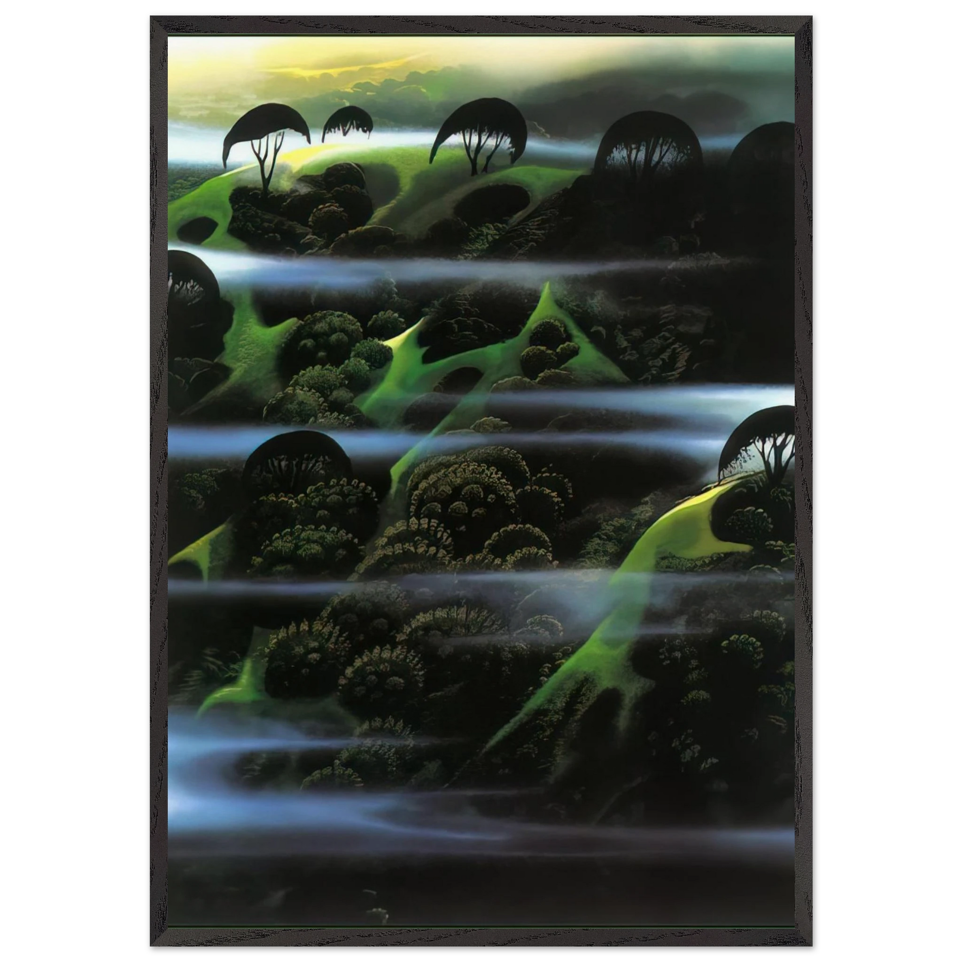 Early Morning Fog - Eyvind Earle Framed Art Print – Black Wooden Frame - Default Title - -Framed Art Print