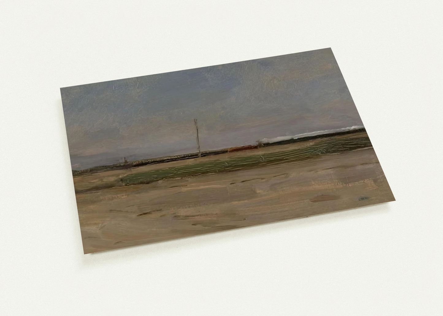Polder Landscape with a Train and a Small Windmill on the Horizon By Piet Mondrian Pack of 10 Post Cards | Piet Mondrian Post Cards | A6 (10.5 x 14.8 cm) - 4.1 x 5.8 inches