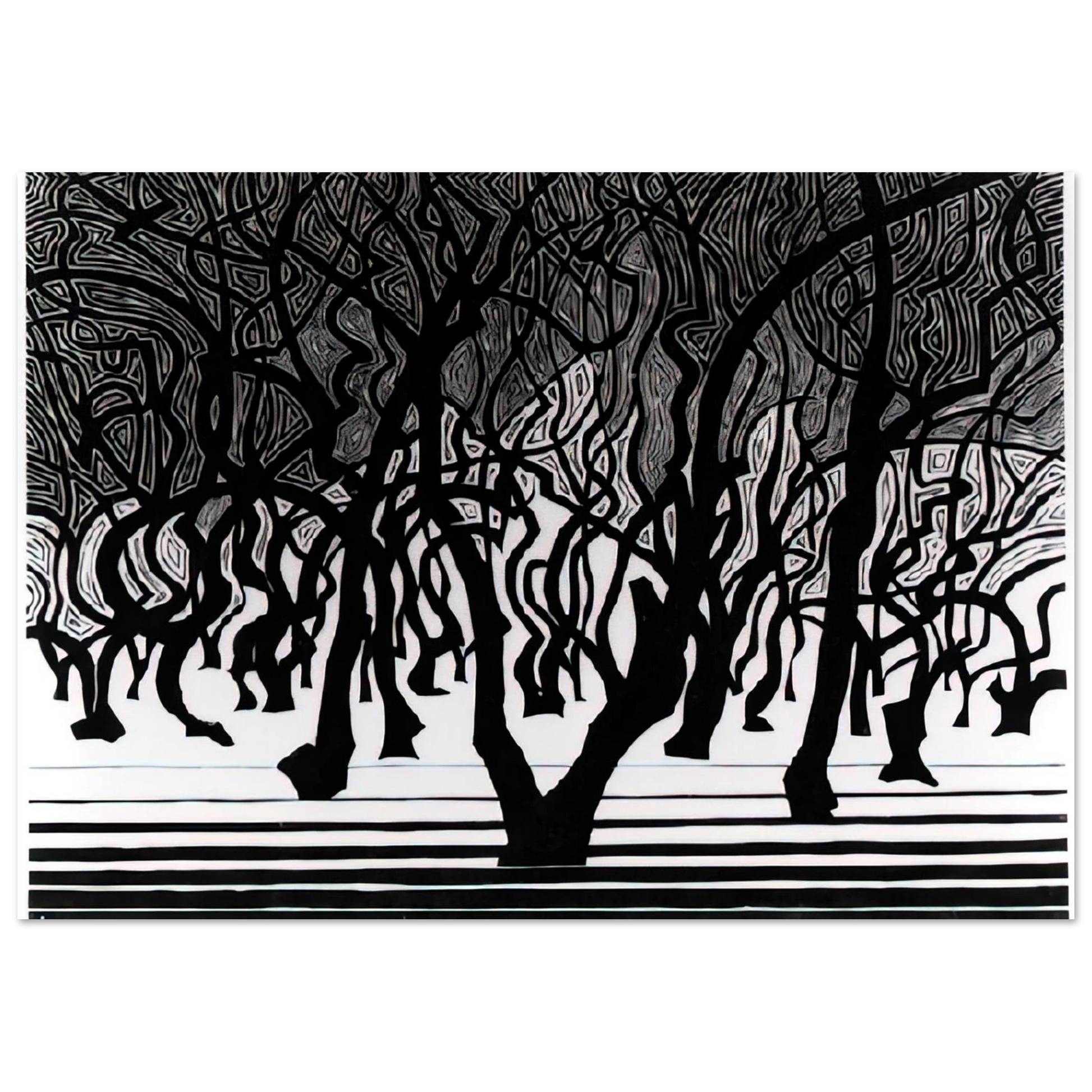 MC Escher - ESCHER (9) Wall Art - 21x29.7 cm / 8x12" - Premium Wooden Framed Poster With Fine Art Paper - Black frame
