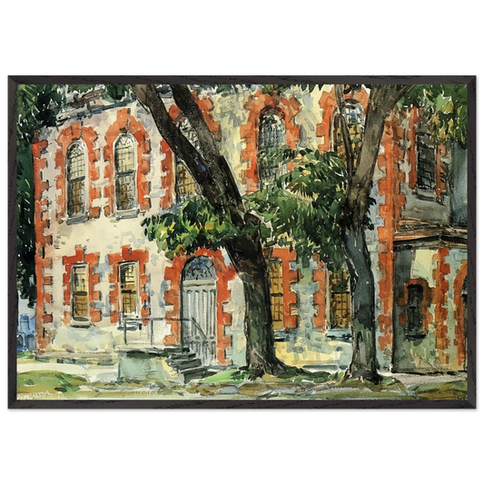 Old Dutch Building Fishkill New York - Childe Hassam 70x100 cm / 28x40 inches Framed Art Print – Black Wooden Frame