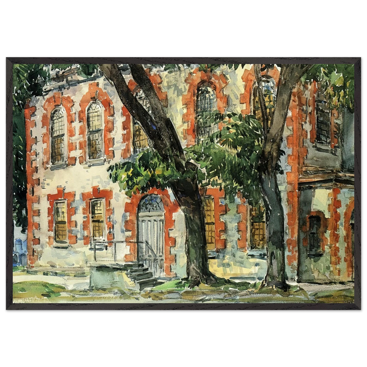 Old Dutch Building Fishkill New York - Childe Hassam 70x100 cm / 28x40 inches Framed Art Print – Black Wooden Frame