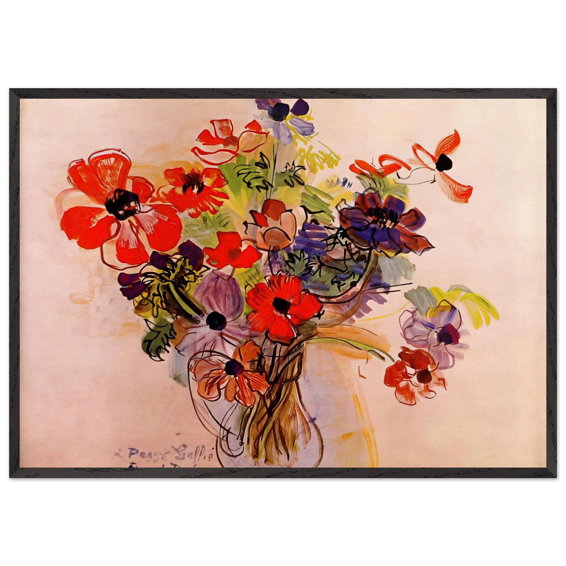 ANEMONES 1953 - Raoul Dufy Framed Art Print – Black Wooden Frame - Default Title - -Framed Art Print