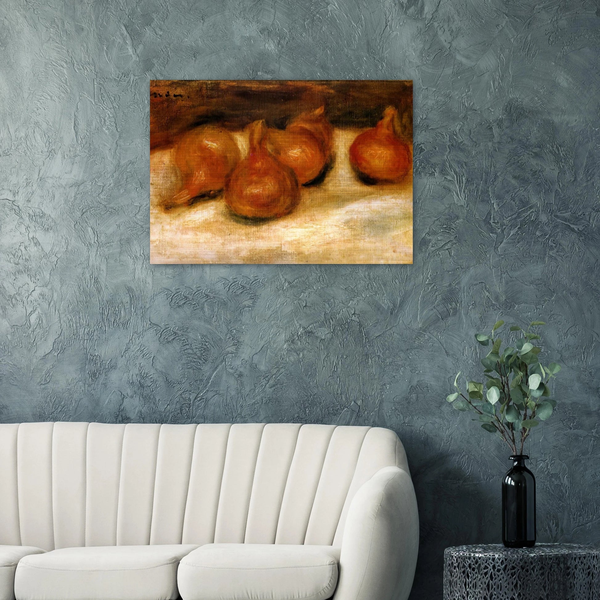 Still Life with Onions - Pierre-Auguste Renoir Brushed Aluminum Print - 70x100 cm / 28x40 inches | Pierre-Auguste Renoir Aluminum Print | Pierre-Auguste Renoir Prints