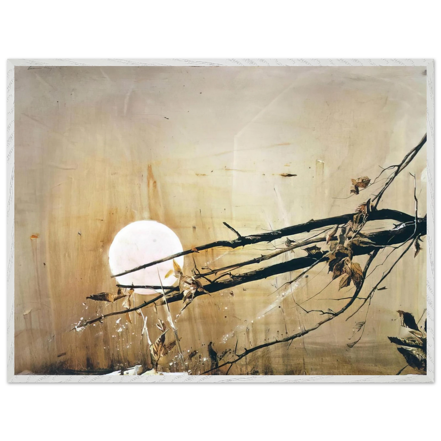 Andrew Wyeth - FULL MOON 1980 Wall Art - 21x29.7 cm / 8x12" - Premium Wooden Framed Poster With Fine Art Paper - Black frame