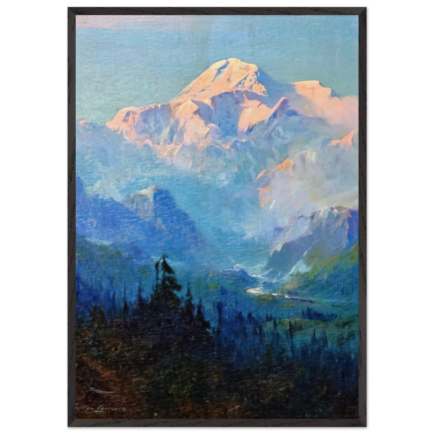 Mount McKinley Sunset - Romanticism - Sydney Laurence Framed Art Print – Black Wooden Frame - Default Title - -Framed Art Print