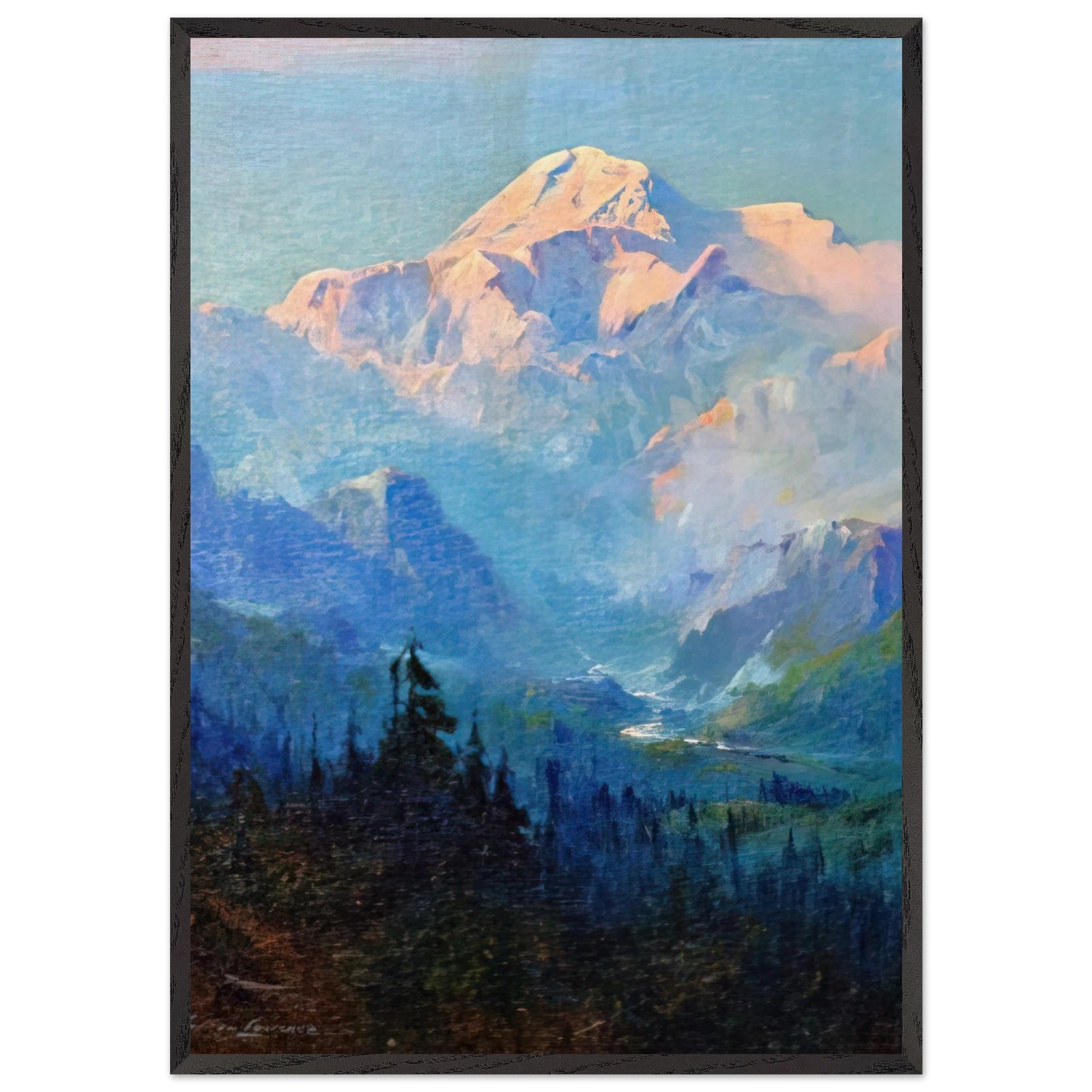 Mount McKinley Sunset - Romanticism - Sydney Laurence Framed Art Print – Black Wooden Frame - Default Title - -Framed Art Print
