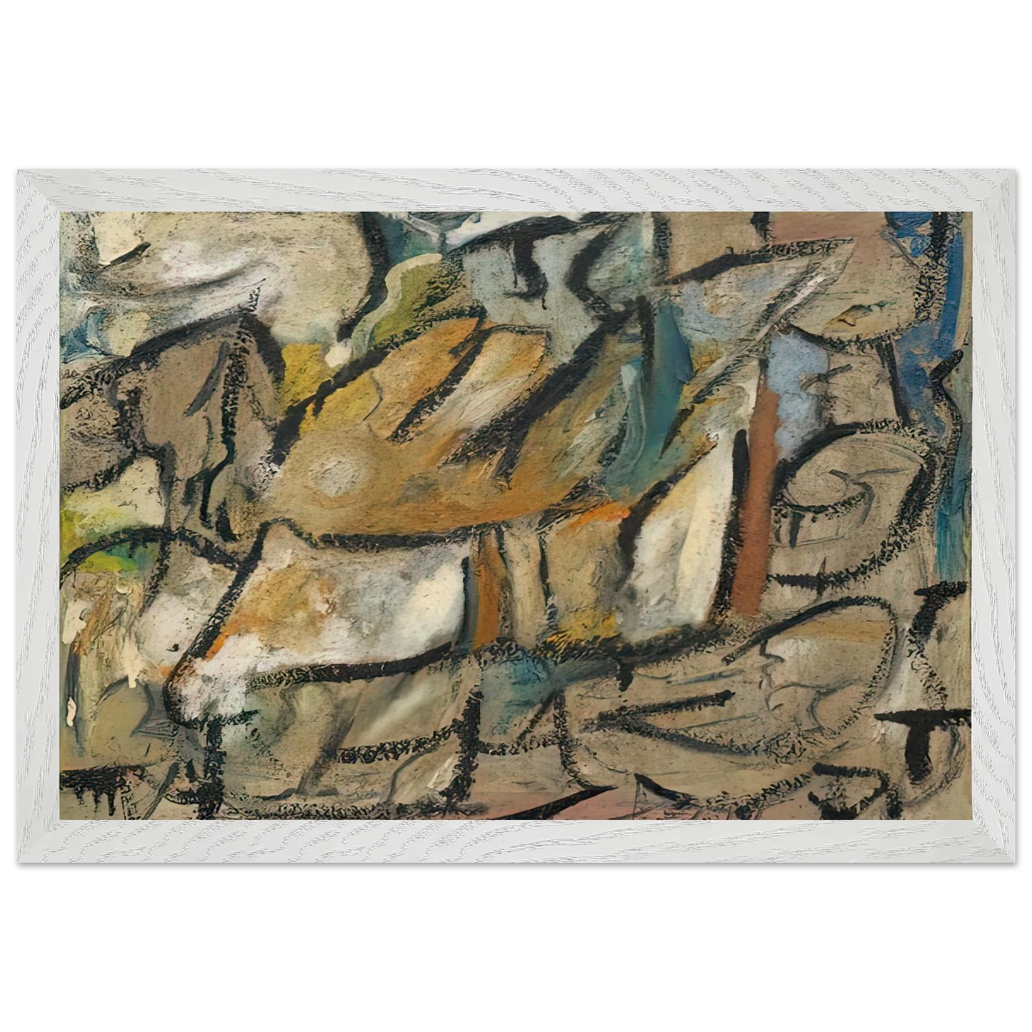 Helen Frankenthaler - August Weather, 1951- Wall Art - 30x40 cm / 12x16 inches - Premium Wooden Framed Poster With Fine Art Paper - White frame