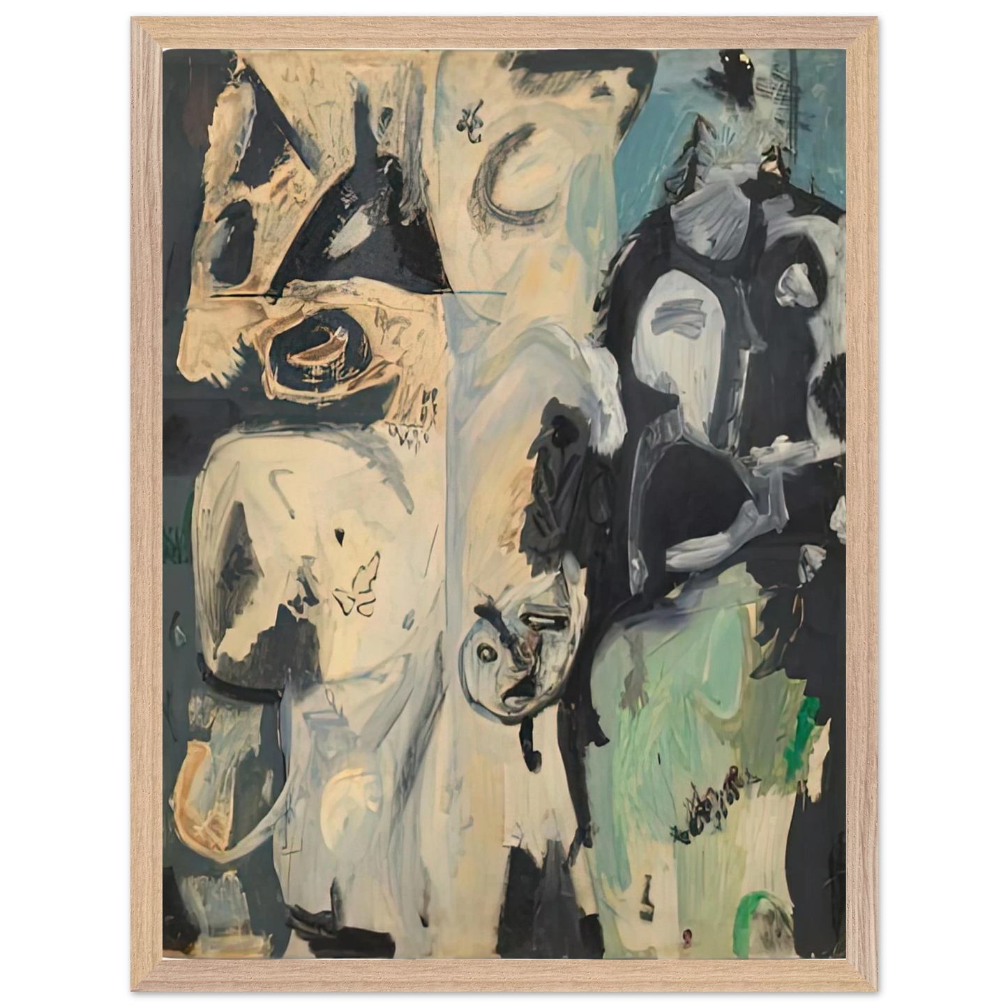 Helen Frankenthaler - Untitled, 1950- Wall Art - 60x80 cm / 24x32 inches - Premium Wooden Framed Poster With Fine Art Paper - Black frame
