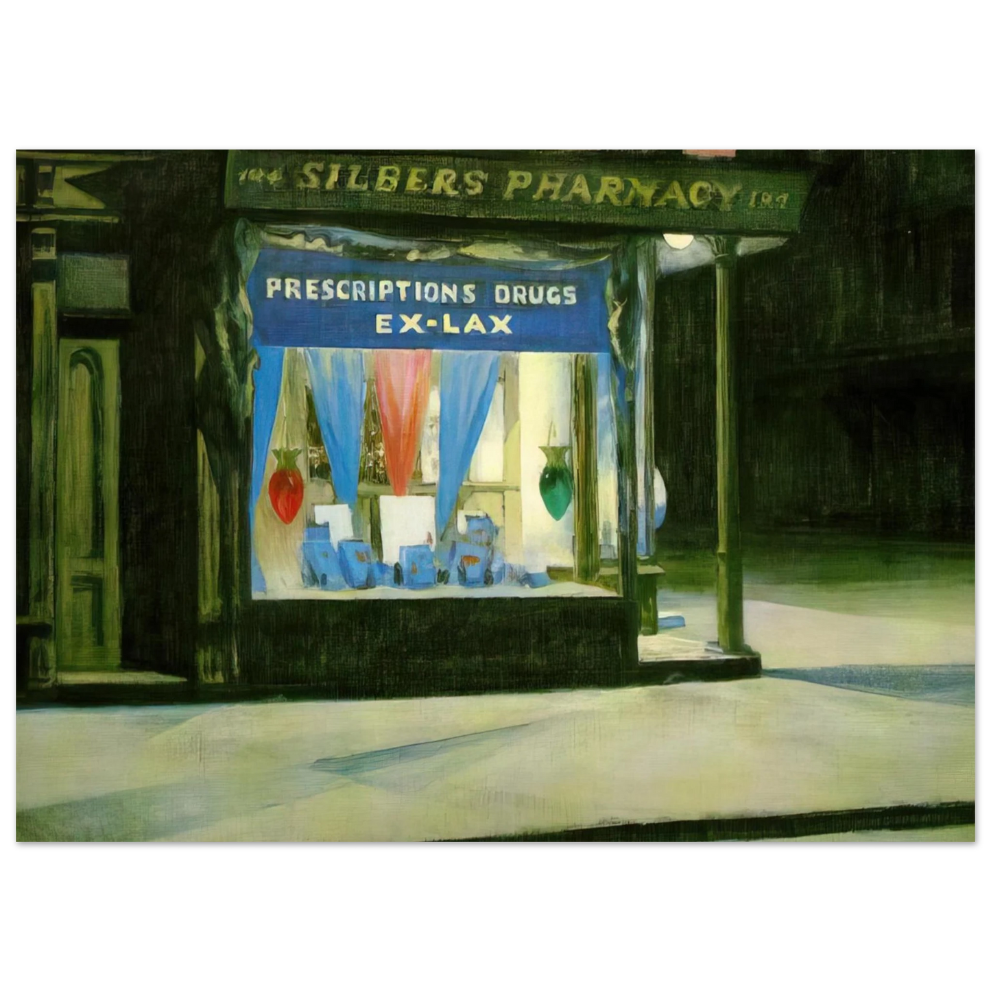 Edward Hopper - Drug Store Fine Art Poster - 75x100 cm / 30x40 inches