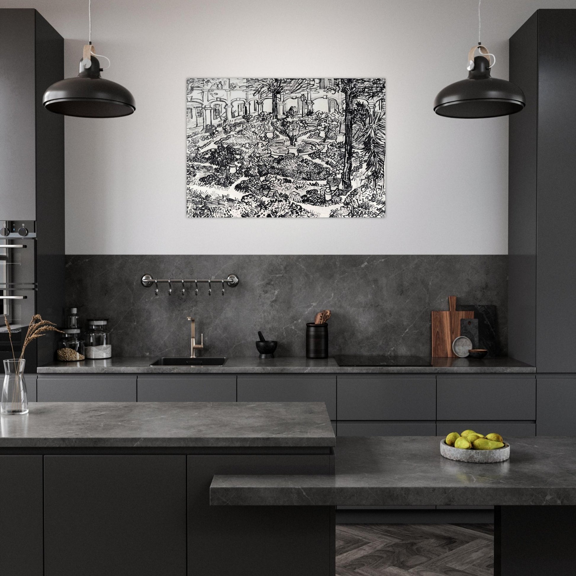 The Courtyard of the Hospital at Arles - Vincent van Gogh Acrylic Print - 70x100 cm / 28x40″ inches | Vincent van Gogh Wall Art | Vincent van Gogh Prints