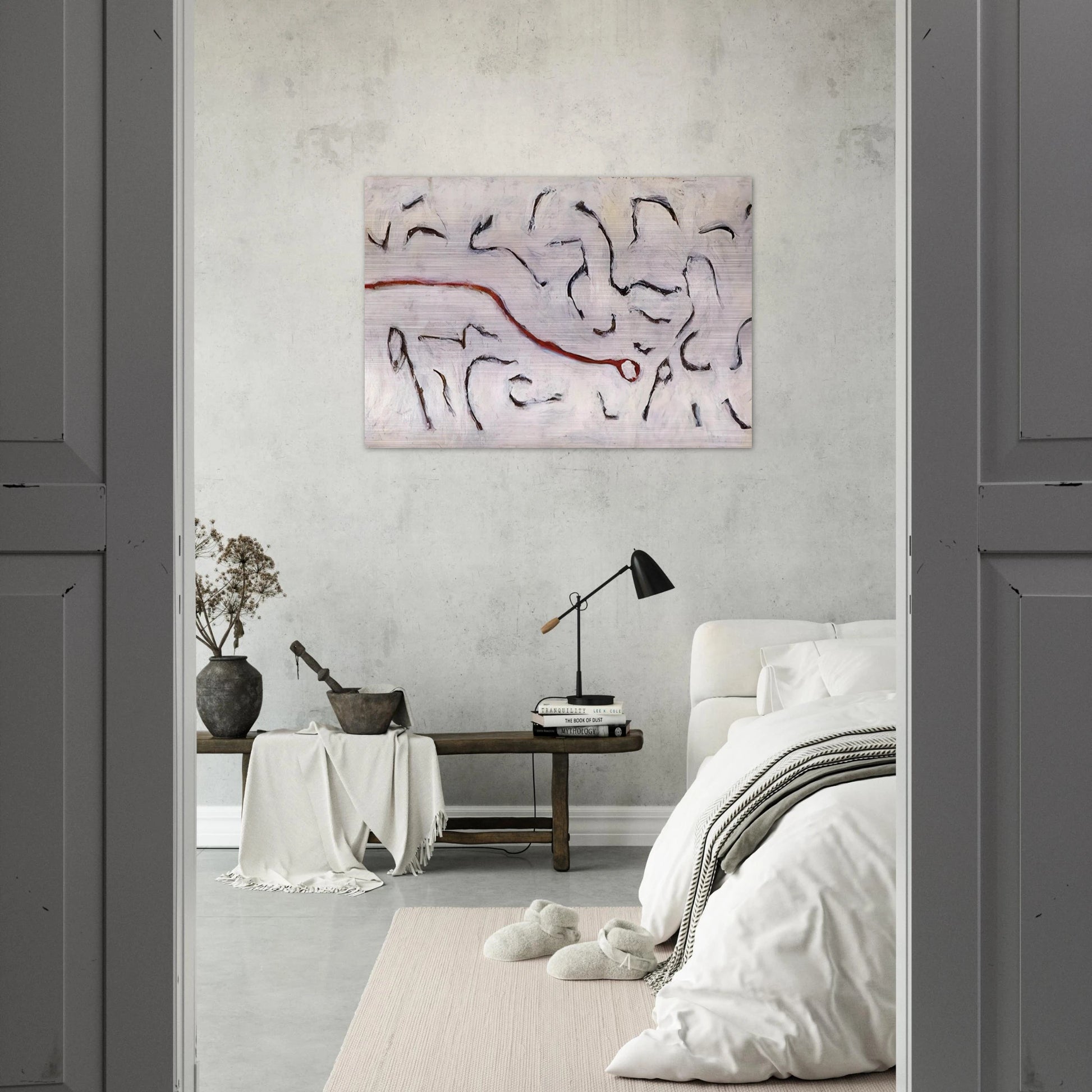 Red Line - 1952 - Gene Davis Brushed Aluminum Print - 70x100 cm / 28x40 inches | Gene Davis Aluminum Print | Gene Davis Prints