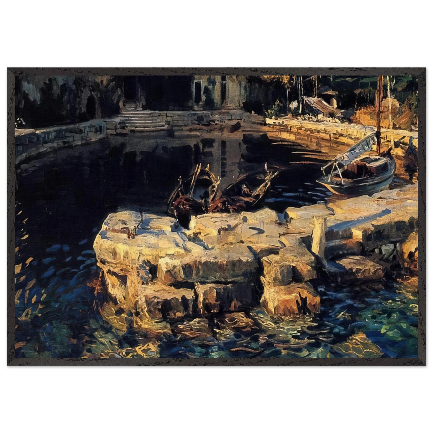 San Vigilio Lake Garda - John Singer Sargent Framed Art Print – Black Wooden Frame - Default Title - -Framed Art Print