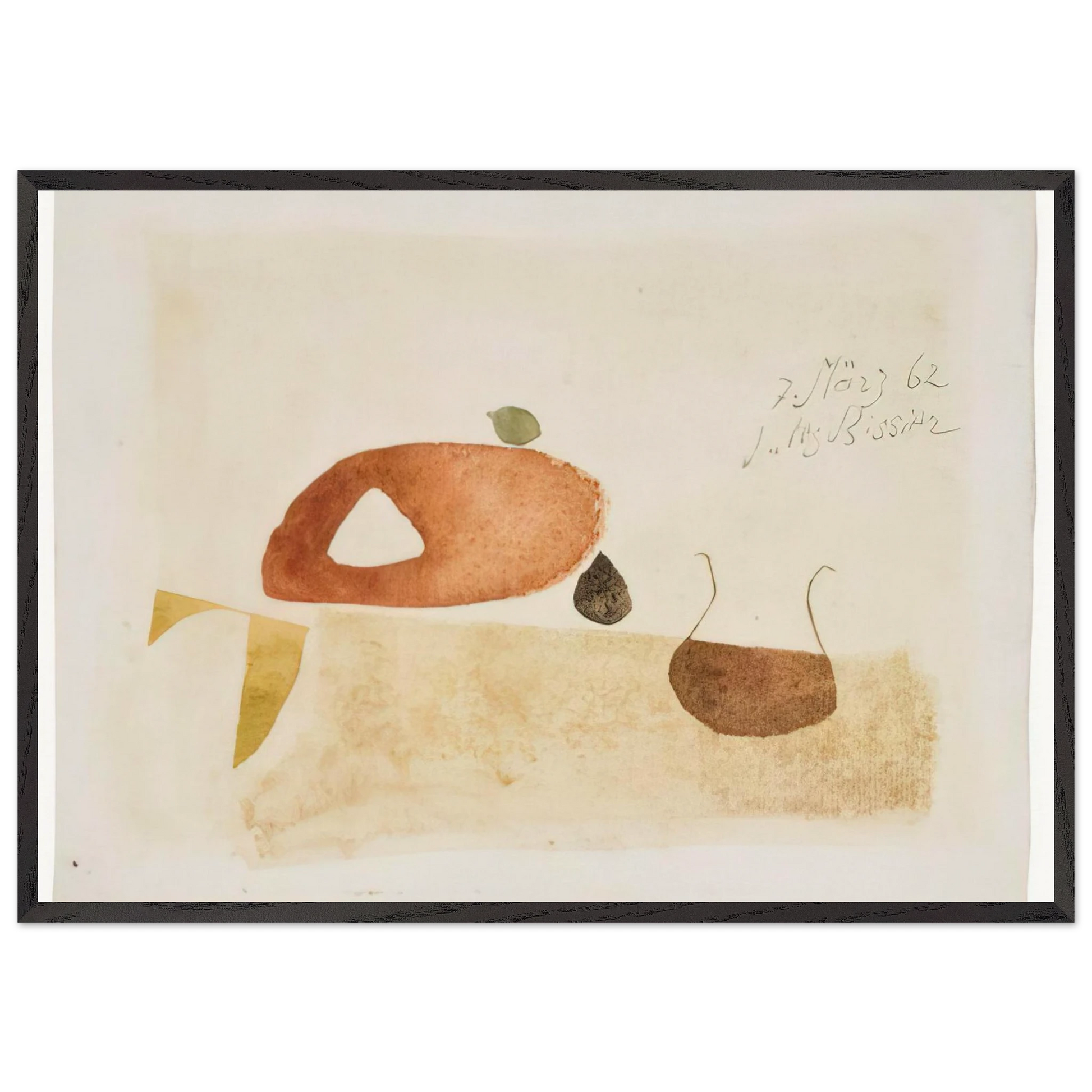 Komposition 7 Marz 62 - 1962 - Julius Bissier Framed Art Print – Black Wooden Frame - Default Title - -Framed Art Print