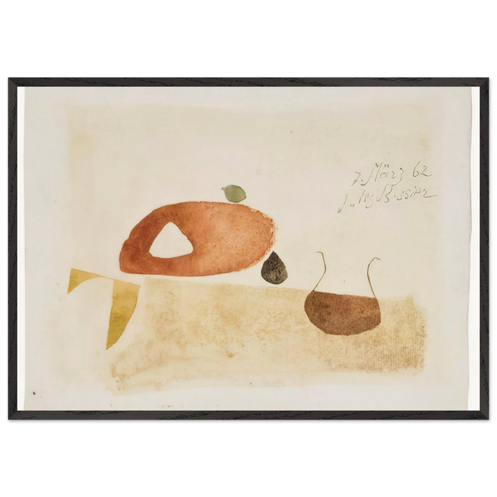 Komposition 7 Marz 62 - 1962 - Julius Bissier 70x100 cm / 28x40 inches Framed Art Print – Black Wooden Frame
