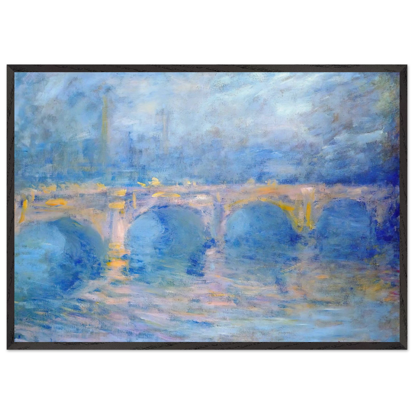 Waterloo Bridge at Sunset Pink Effect - claude monet Framed Art Print – Black Wooden Frame - Default Title - -Framed Art Print