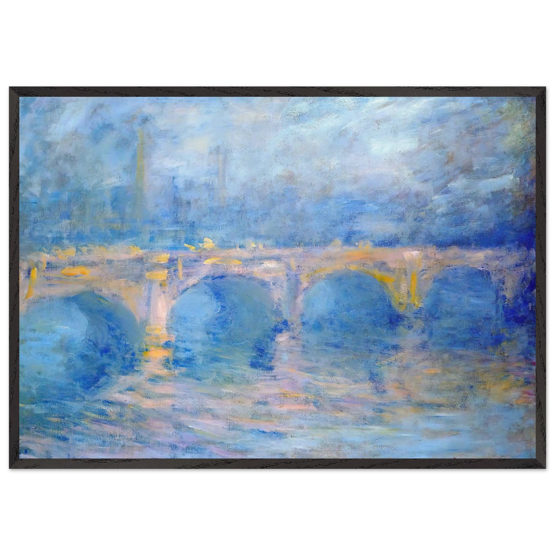 Waterloo Bridge at Sunset Pink Effect - claude monet Framed Art Print – Black Wooden Frame - Default Title - -Framed Art Print