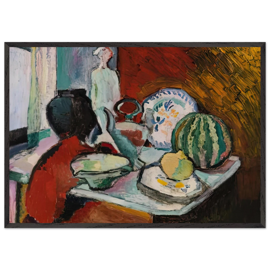 DISHES AND MELON 1907 - Henri Matisse 70x100 cm / 28x40 inches Framed Art Print – Black Wooden Frame
