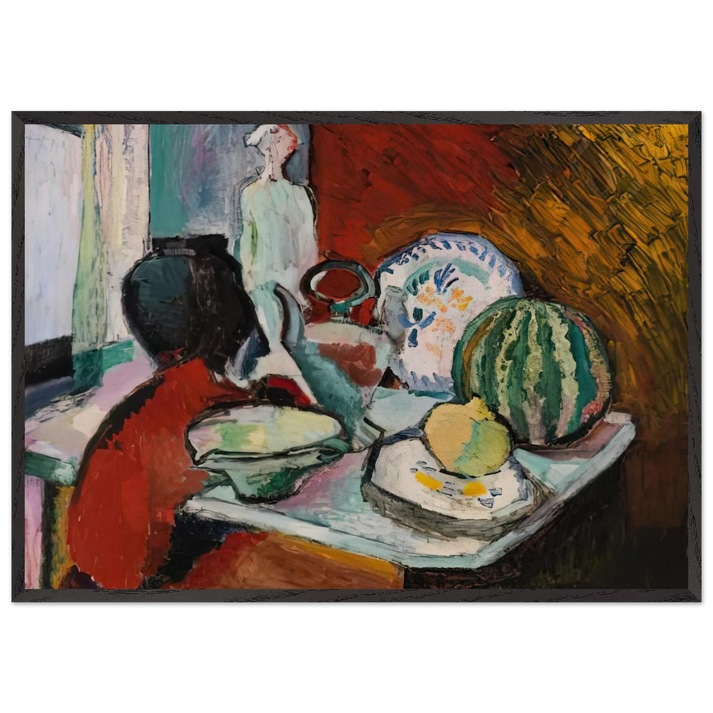 DISHES AND MELON 1907 - Henri Matisse 70x100 cm / 28x40 inches Framed Art Print – Black Wooden Frame