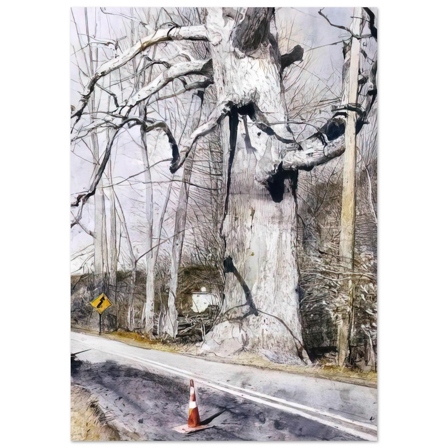 Andrew Wyeth - WALKING STICK Wall Art - 60x80 cm / 24x32 inches - Premium Wooden Framed Poster With Fine Art Paper - Black frame