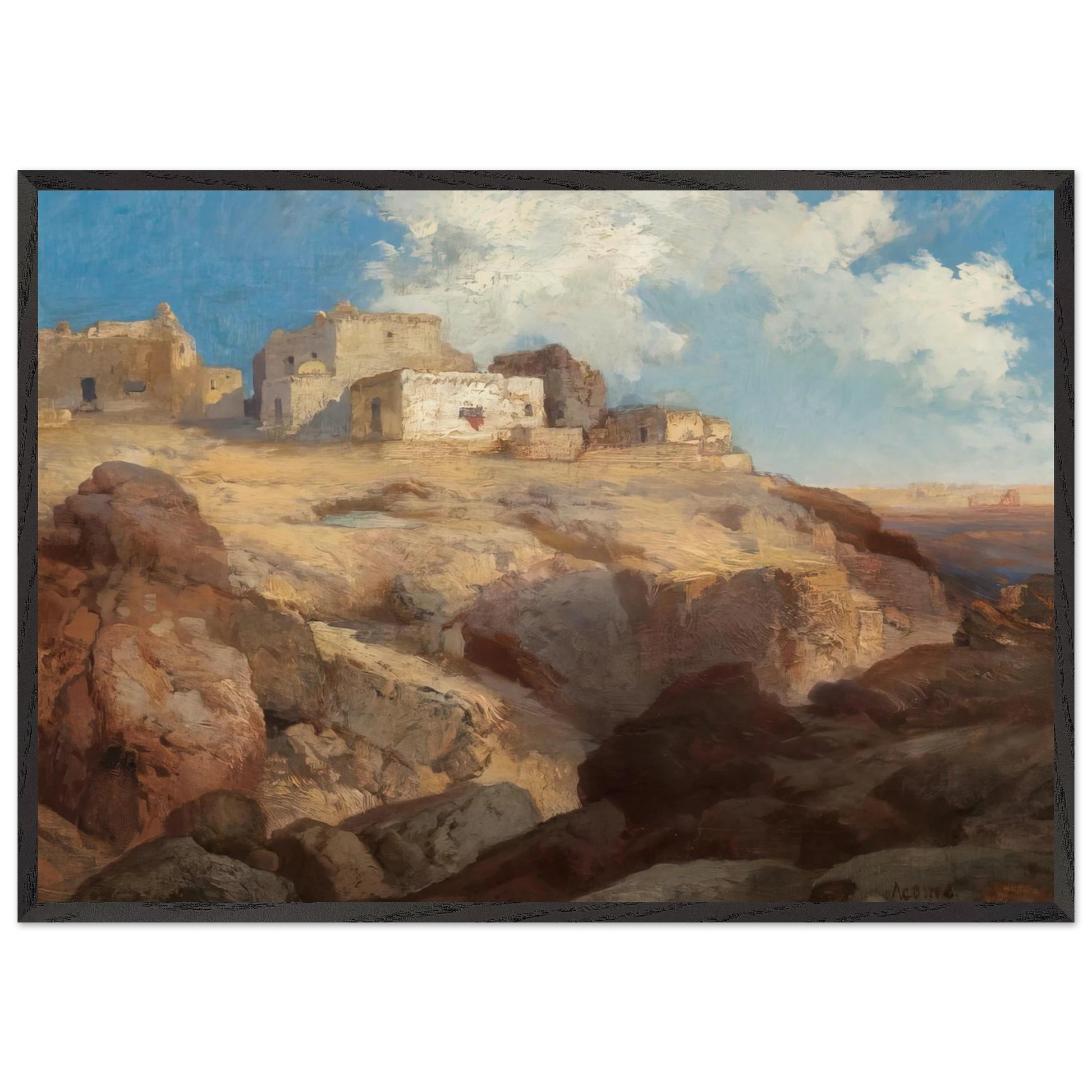 Wall artA Bit of Acoma New Mexico - Thomas Moran Framed Art Print – Black Wooden Frame - Default Title - -Framed Art Print