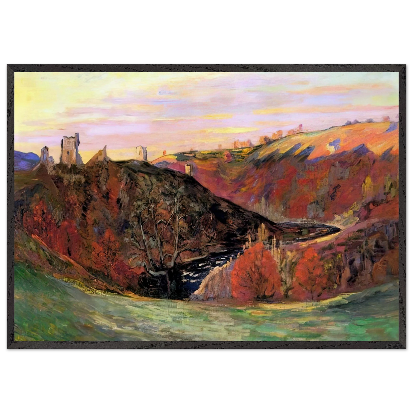 Sunset in Creuse - 1898 - Armand Guillaumin Framed Art Print – Black Wooden Frame - Default Title - -Framed Art Print