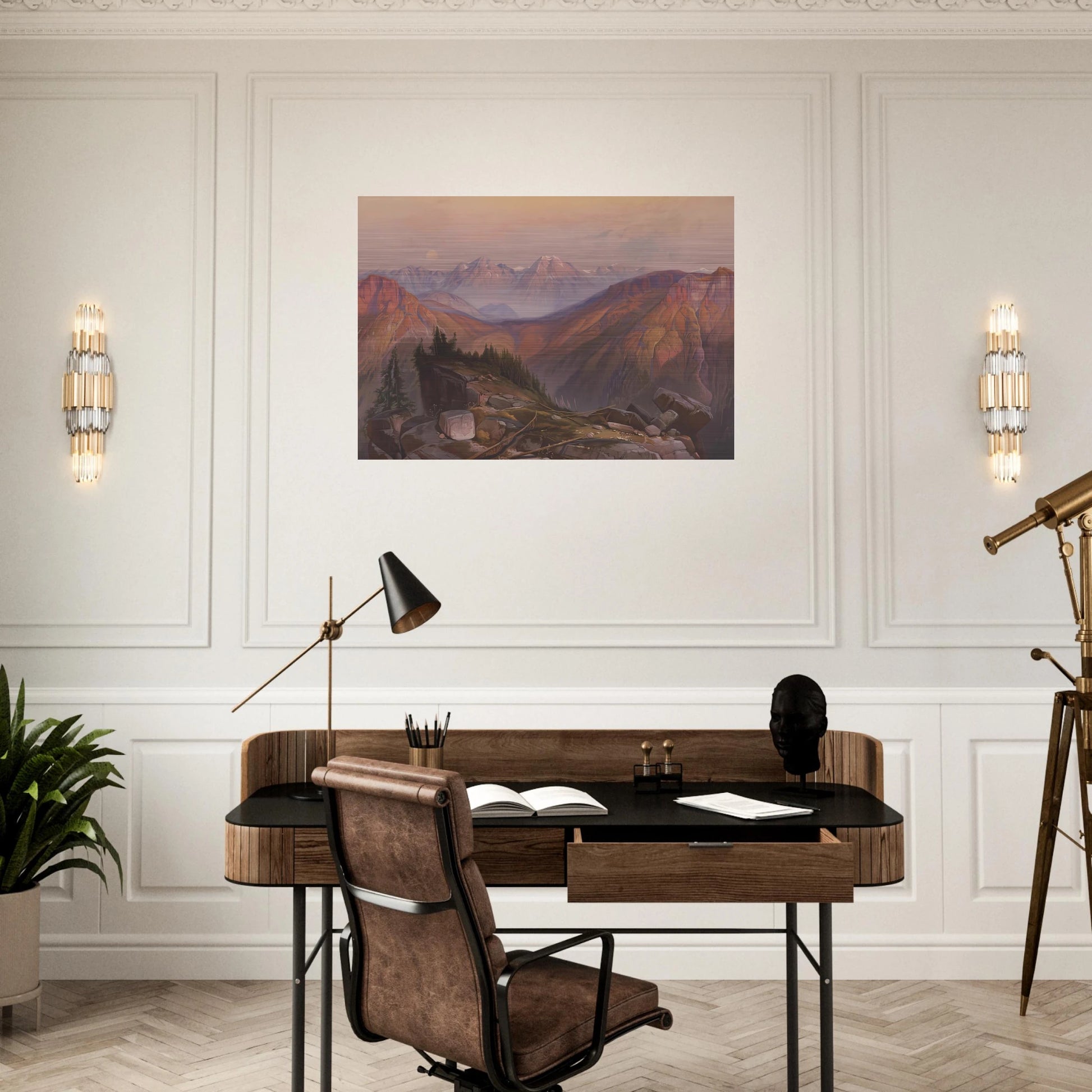 Lower Yellowstone Range - Thomas Moran Brushed Aluminum Print - 70x100 cm / 28x40 inches | Thomas Moran Aluminum Print | Thomas Moran Prints