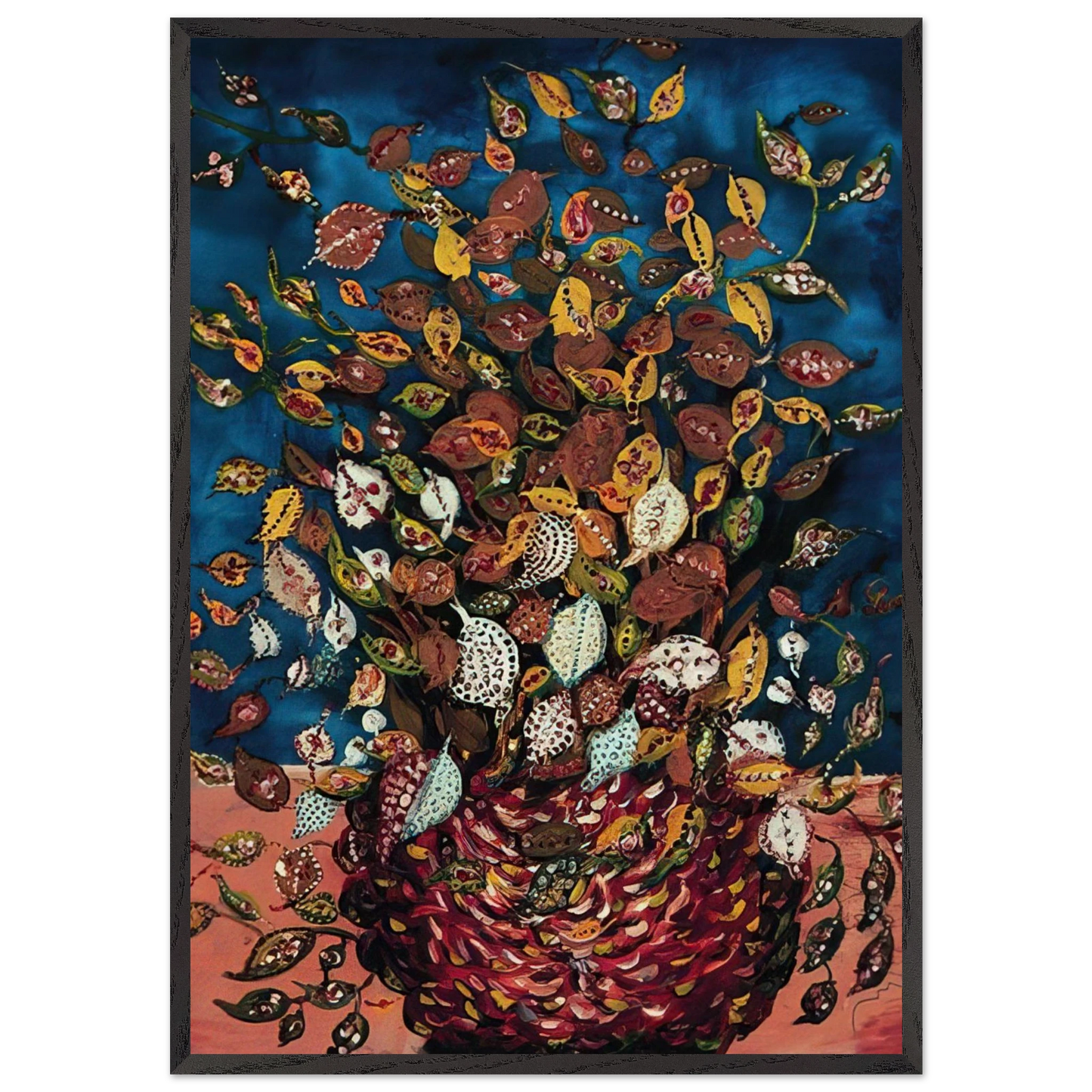 Le Bouquet de Feuilles - Naive Art Primitivism - Seraphine Louis Framed Art Print – Black Wooden Frame - Default Title - -Framed Art Print