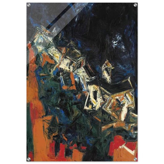 Clocher du Village - 1958 - S. H. Raza Acrylic Print - 70x100 cm / 28x40″ inches | S. H. Raza Wall Art | S. H. Raza Prints