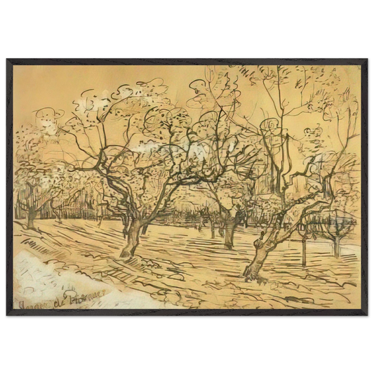 Orchard with Blossoming Plum Trees The White Orchard - Vincent van Gogh Framed Art Print – Black Wooden Frame - Default Title - -Framed Art Print