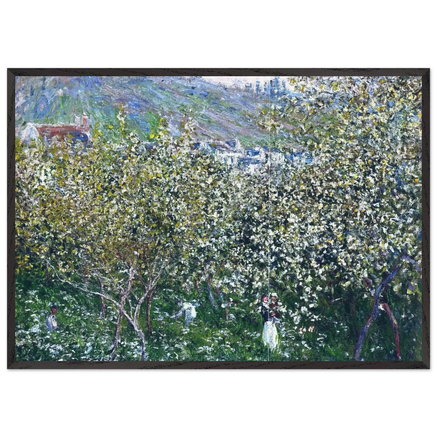 Vetheuil Flowering Plum Trees - claude monet Framed Art Print – Black Wooden Frame - Default Title - -Framed Art Print