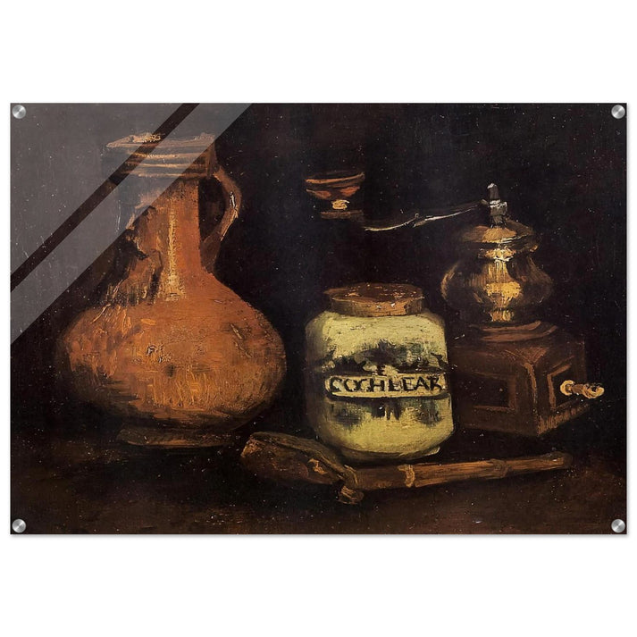 Still Life with Coffee Mill, Pipe Case and Jug - Vincent van Gogh Acrylic Print - 70x100 cm / 28x40″ inches