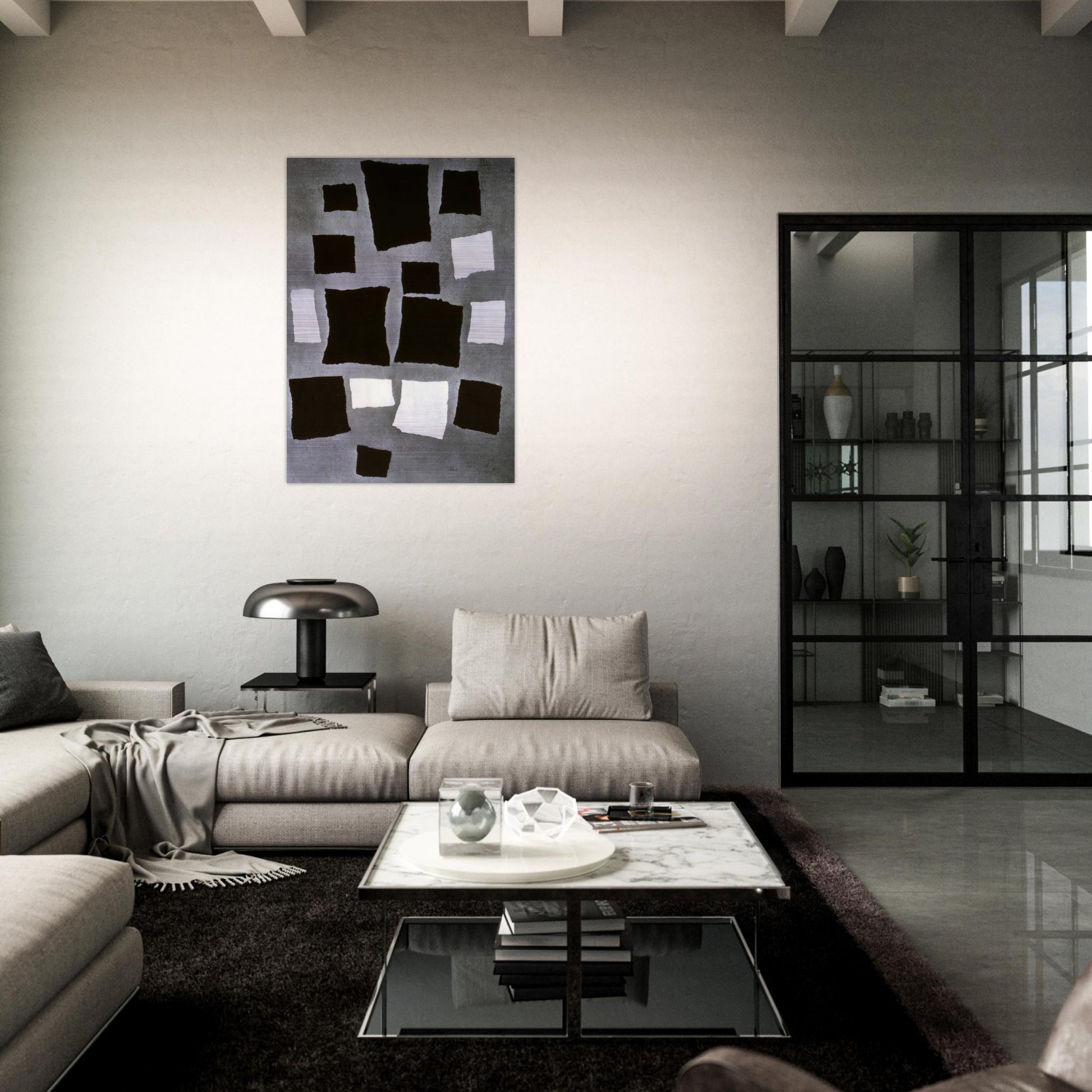 Squares or Rectangles Arranged According to the Laws of Chance - Jean Arp Brushed Aluminum Print - 70x100 cm / 28x40 inches | Jean Arp Aluminum Print | Jean Arp Prints