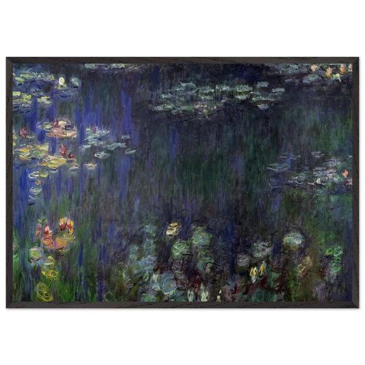 Water Lilies Green Reflection left half - claude monet Framed Art Print – Black Wooden Frame - Default Title - -Framed Art Print