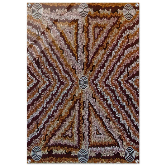Witchetty Grub Dreaming - 1983 - Clifford Possum Tjapaltjarri Acrylic Print - 70x100 cm / 28x40″ inches | Clifford Possum Tjapaltjarri Wall Art | Clifford Possum Tjapaltjarri Prints