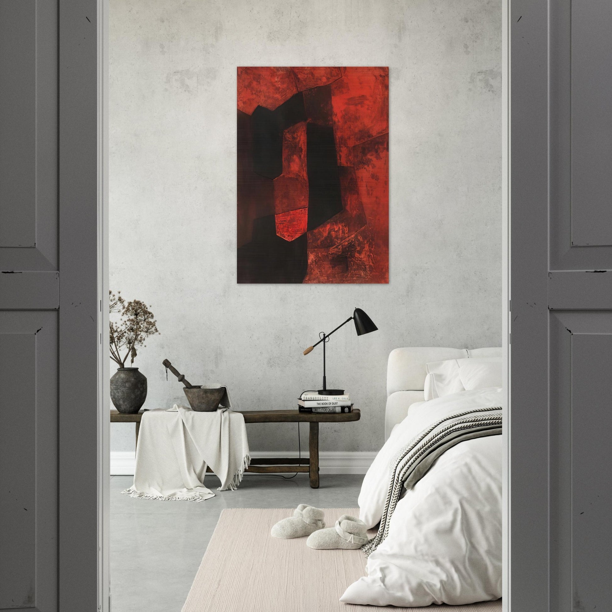 Composition brune et rouge - 1964 - Serge Poliakoff Brushed Aluminum Print - 70x100 cm / 28x40 inches | Serge Poliakoff Aluminum Print | Serge Poliakoff Prints