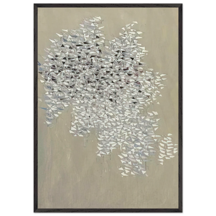 Vertical-Blue-Brown-White - 1984 - Robert Goodnough 70x100 cm / 28x40 inches Framed Art Print – Black Wooden Frame