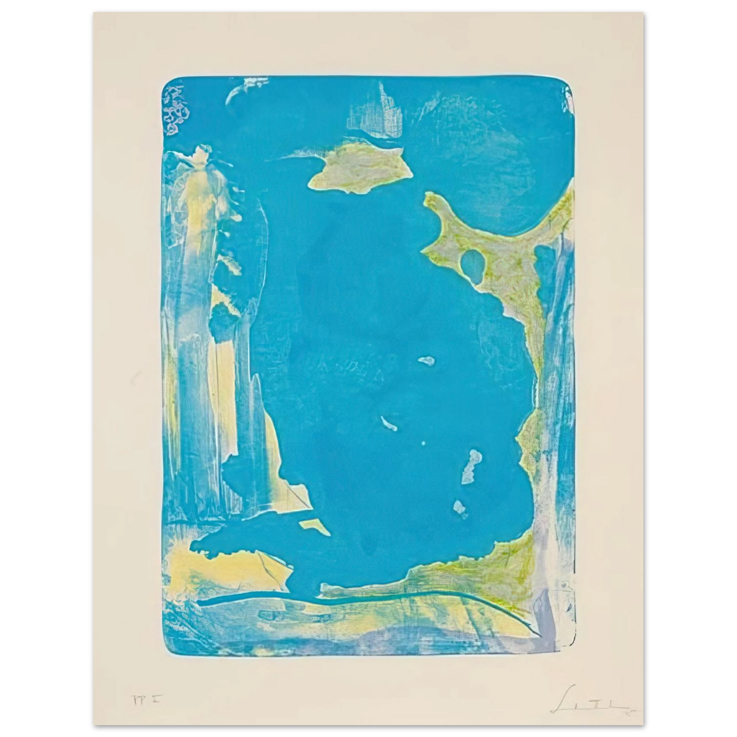 Helen Frankenthaler - Reflections IV - 1995 Wall art - 21x29.7 cm / 8x12" - Premium Wooden Framed Poster With Fine Art Paper - Black frame
